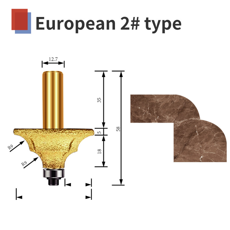 Chamfer router bit diamond European 5 types marble stone granite CNC ...